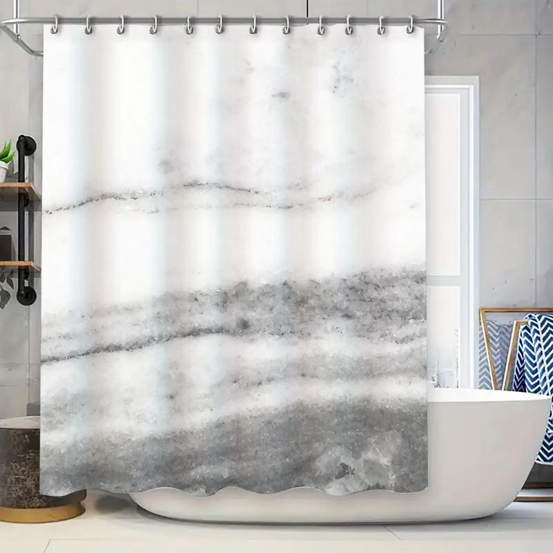 Modern Marble Print Shower Curtain Neutral Color for Bathroom Decor