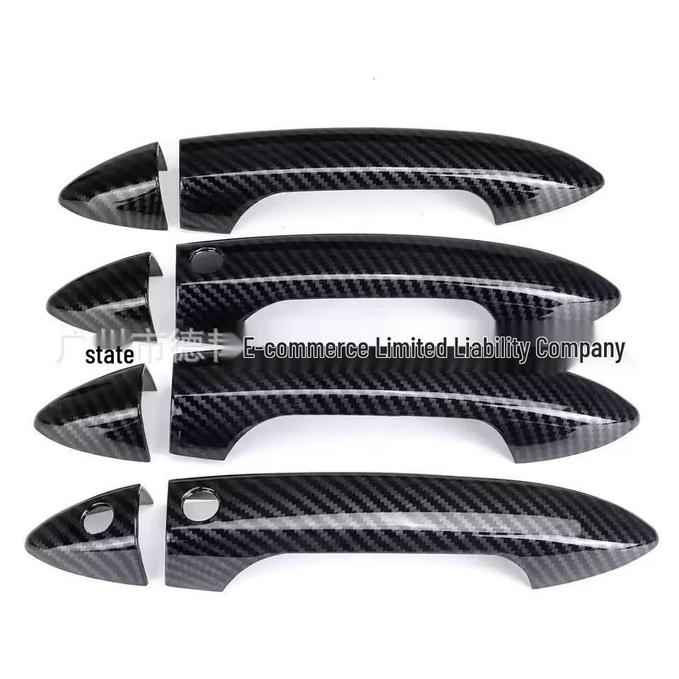 Bright Black Carbon Fiber Door Handle Stickers for 2017-2021 Honda Pilot