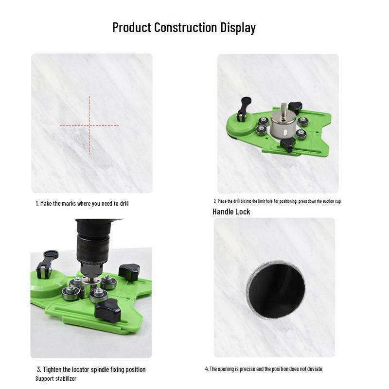 Tile & Glass Drilling Positioning Tool for Precise Punching and Chamfering