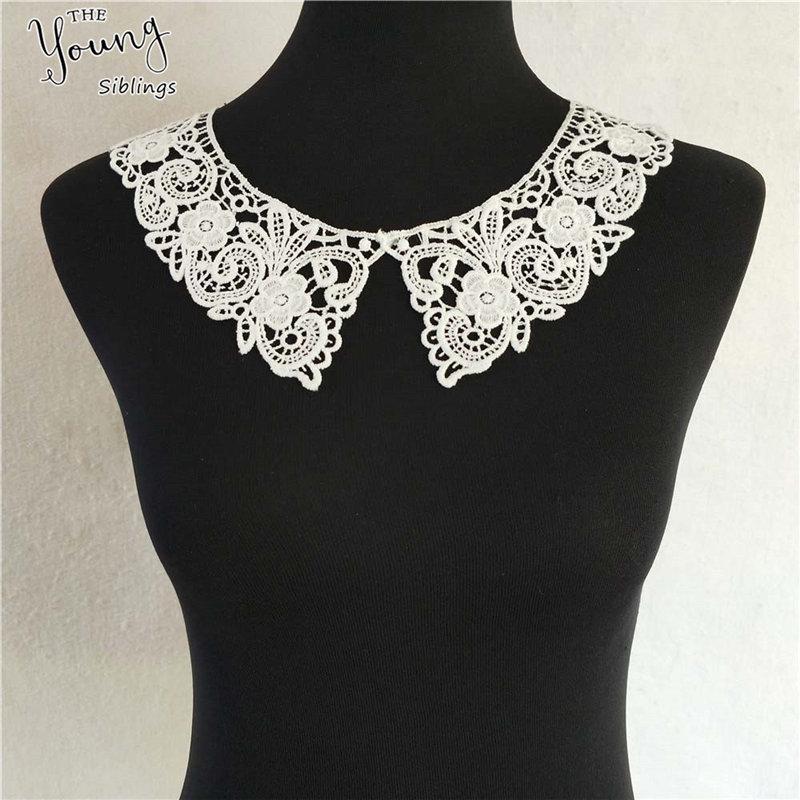 Fashion style White Lace Fabric Neckline Embroidery Applique Lace Collar DIY Trim Sewing Clothing Accessories Craft Supplies