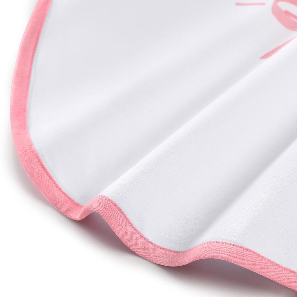 LittleForBig Adult Bib, Cute Apron for Nursing Care [Cotton + Waterproof Sheet] with Velcro, Pink Floral Baby Doll Bib