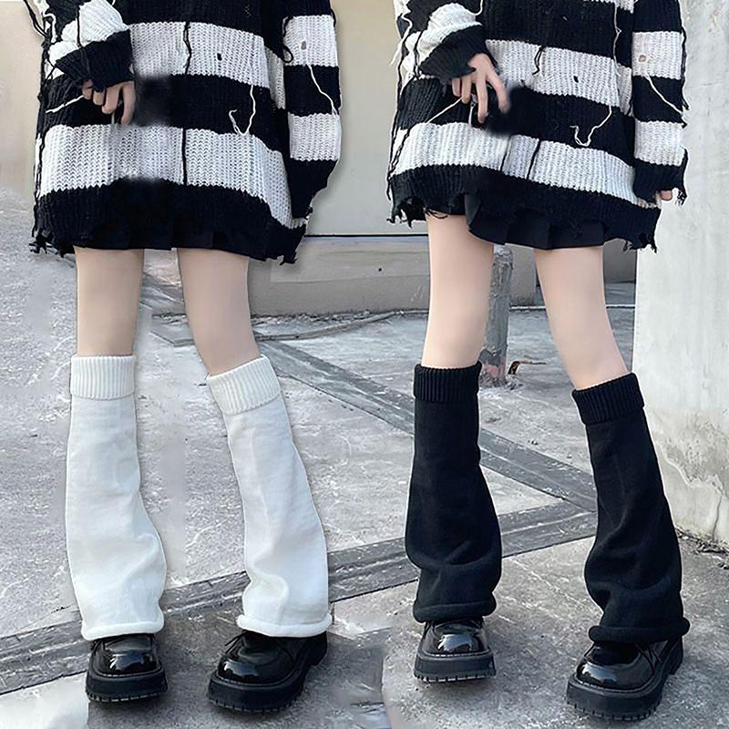 Y2k Winter Stulpen Flauschige Goth Accessoires Gothic Lolita Strick Lange Socken Damen Beinstulpen Damen Socke Gothic Stilvolle Leggings