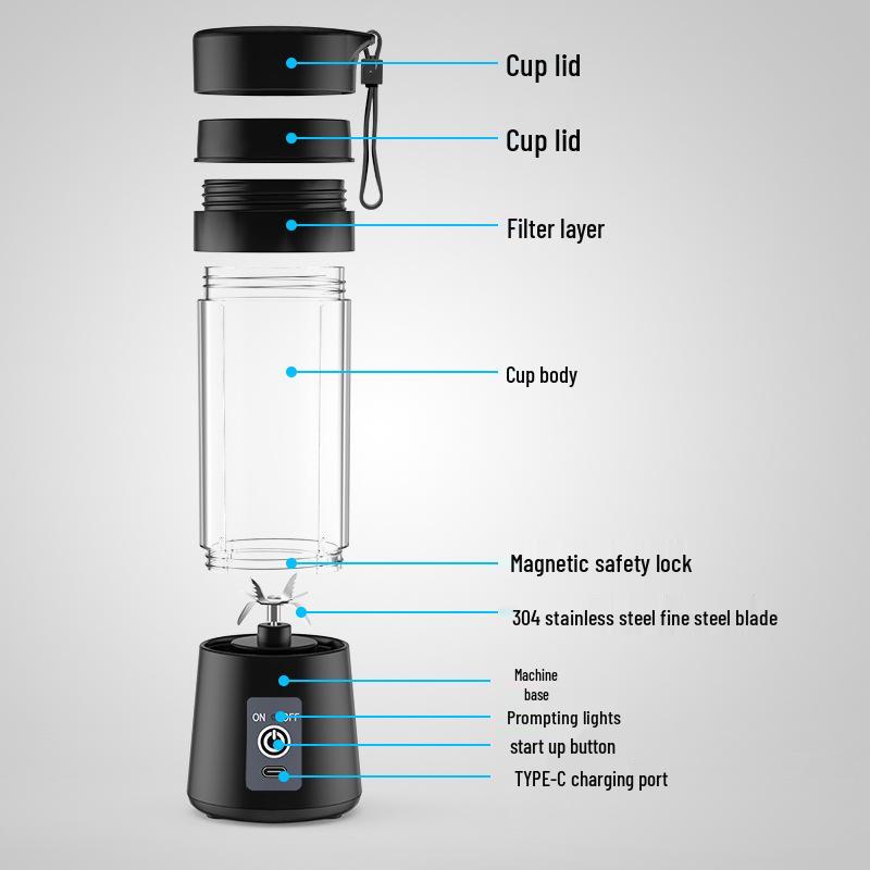 Portable USB Wireless Juicer - Compact Electric Juice Cup for On-the-Go and Home Use