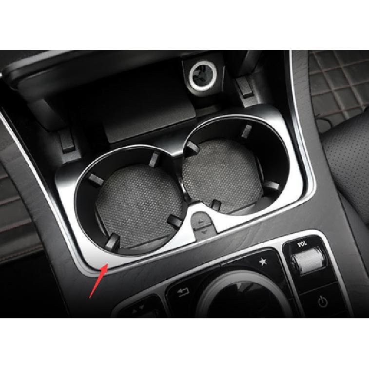 For Mercedes-Benz GLC 2016- Silver ABS Middle Console Water Cup Frame Trim