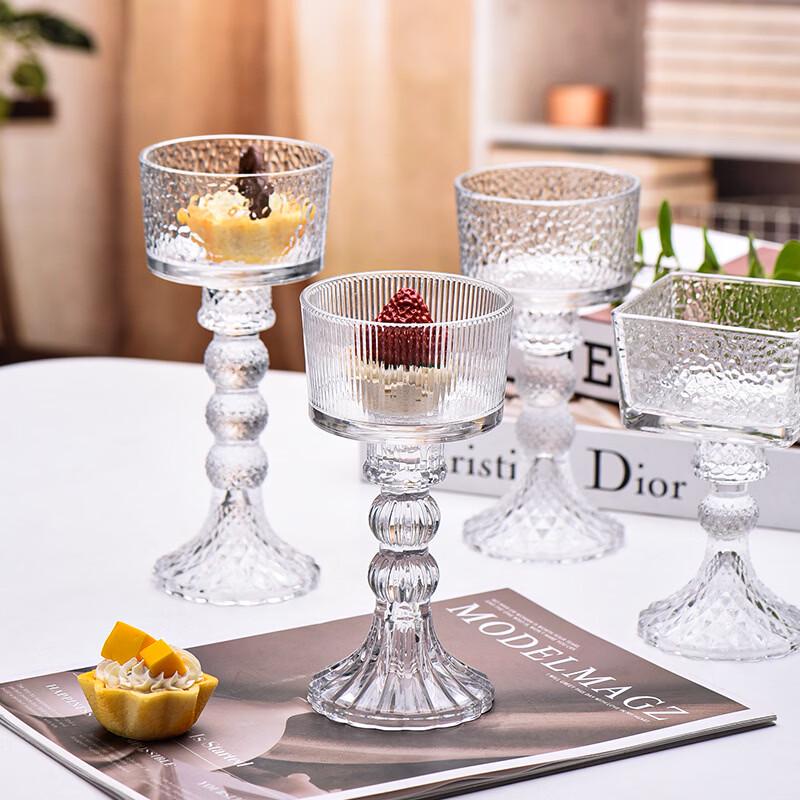 Ru Han Vintage Engraved Glass Pedestal Serving Bowl