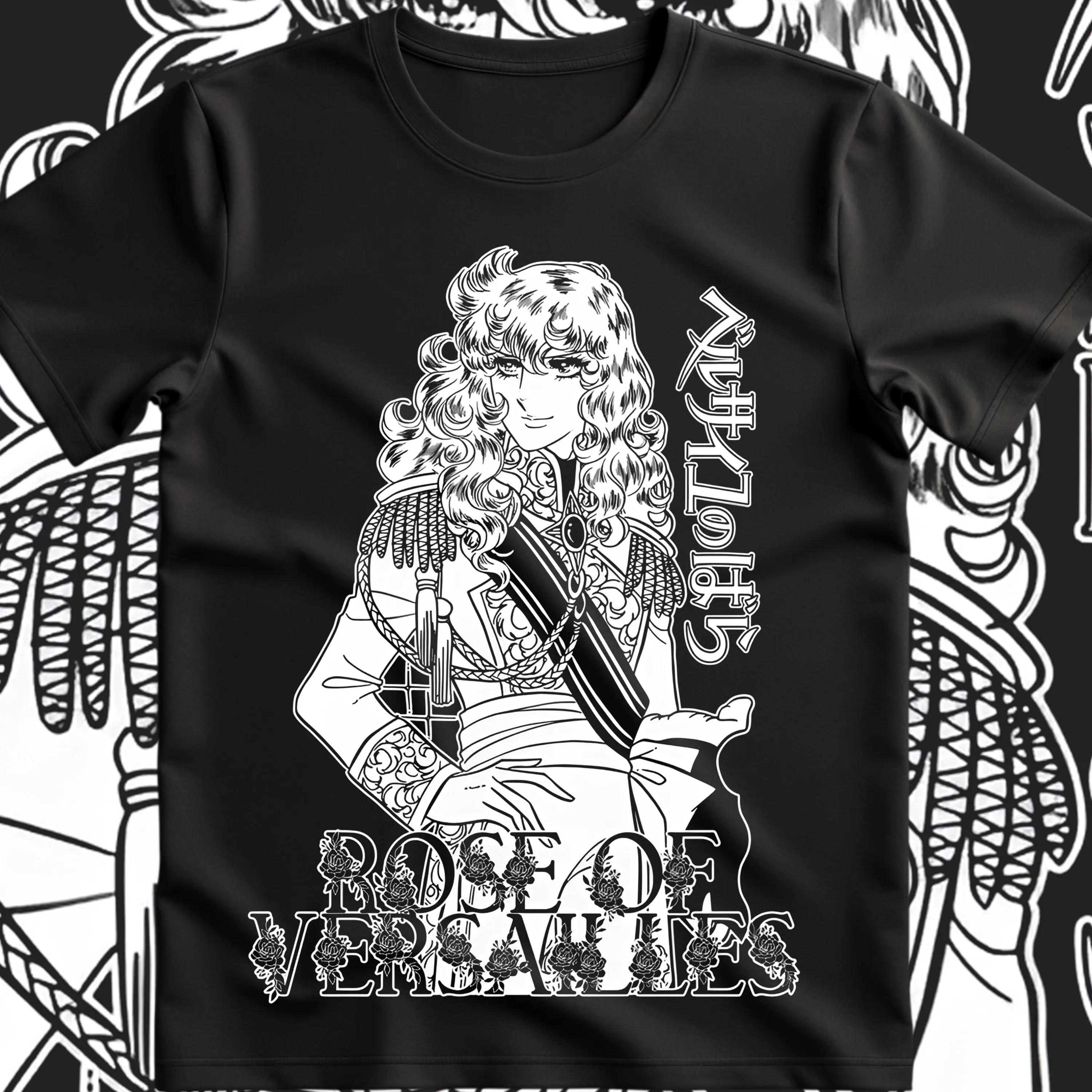 

Unisex Versailles Rose Womens Oscar Retro Anime Tshirt Comic Shirt Men and Women Summer Cotton Comfortable Loose Fashion Top 4XL