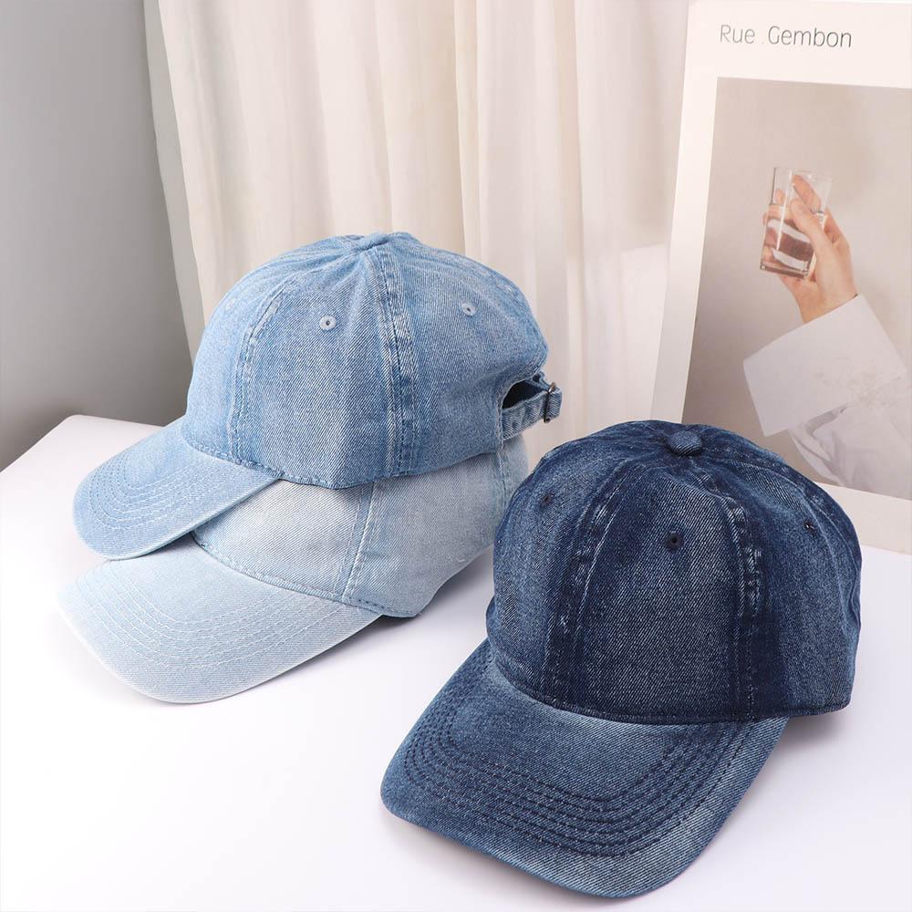 Solid Color Denim Baseball Cap Hip Hop Peaked Hat Simple Sun Hat  Ladies