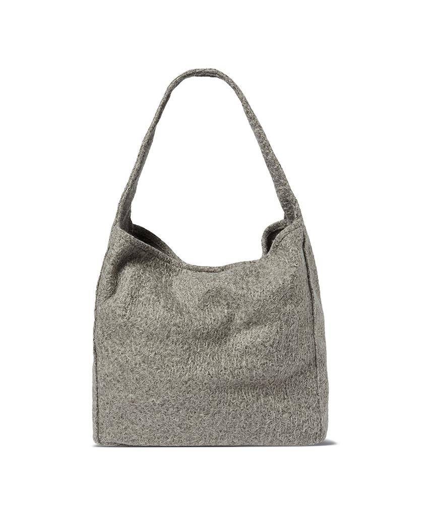 The Green Lab Boucle Wool Pouch Shoulder Bag Set [Melange Grey]
