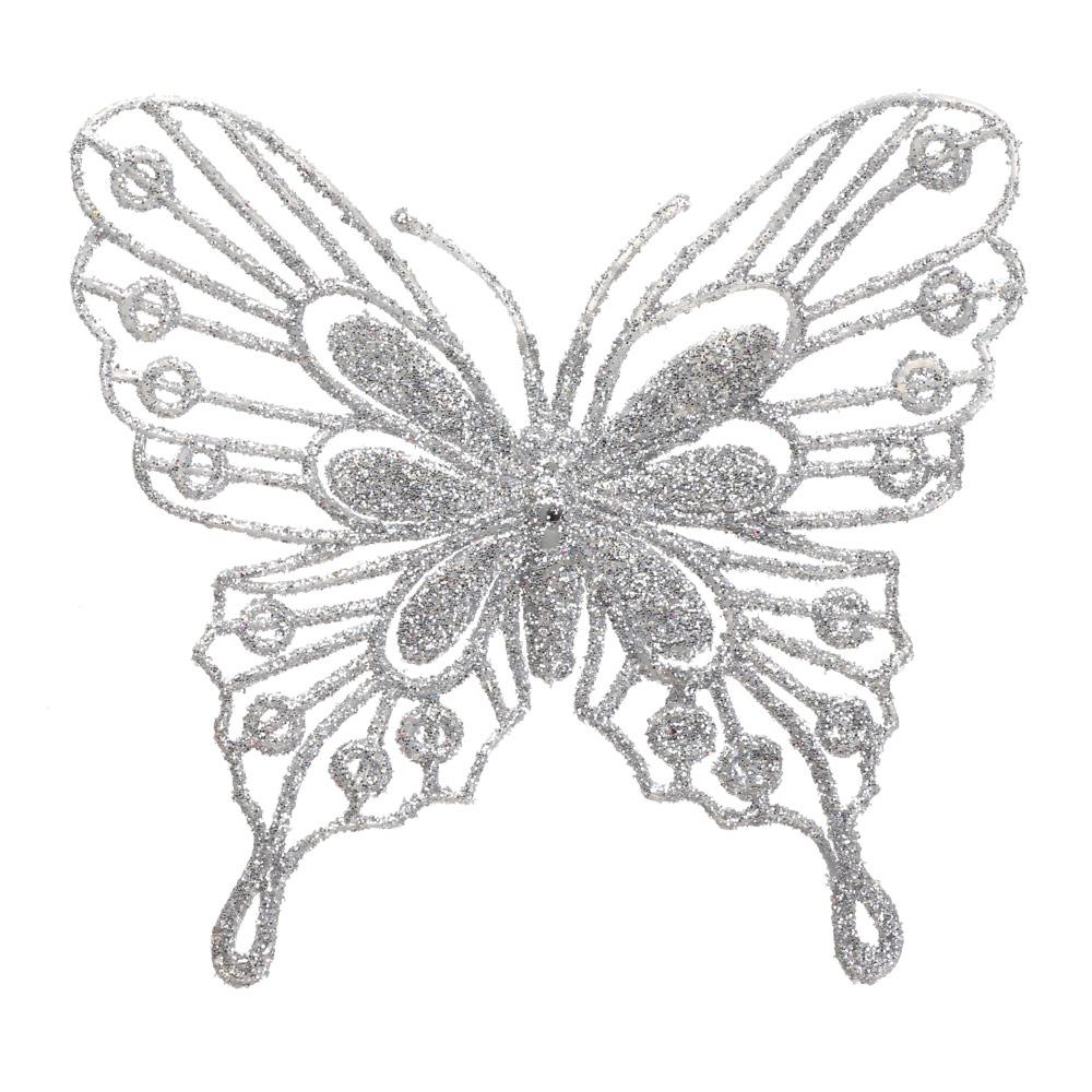 Christmas Butterflies Xmas Tree Ornaments Single Layer Gold Powder Glitter Artificial Flower DIY Crafts Christmas Tree Decor