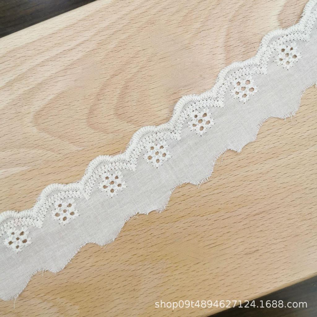Classic Lace Accessories Flower Embroidery Cotton Hollow Wave Fabric