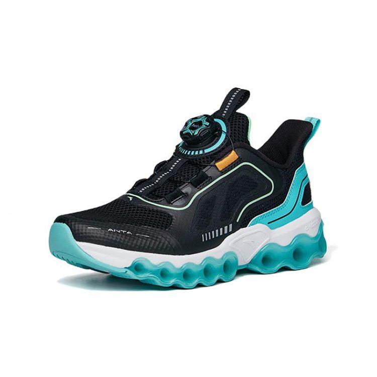 Anta Energy Ring Wear-Resistant Non-Slip Running Shoes Kids Sneakers Black Green 312225535-4
