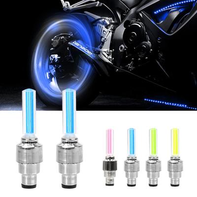 2pcs Atmosphere Welcome Light Hub Lamp Auto Car Wheel Moto Bike Tire Valve Decorative Valve Cap Flash Spoke Led Neon Projection