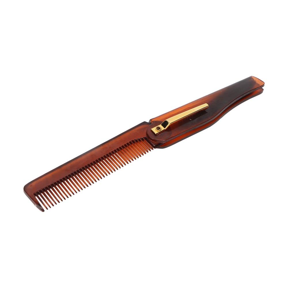 10pcs Brown Folding Pocket Comb Gold Buckle Handmade Comb Portable Fine Tooth Comb For Men
