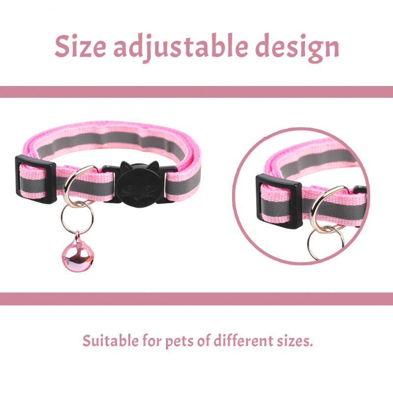 Reflective Breakaway Kitten Collar Adjustable Safety Elastic Soft Necklace Bell Pet Collar