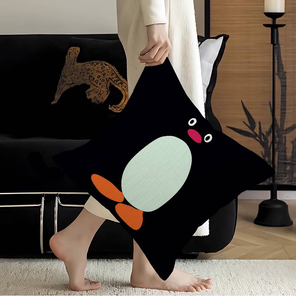 Cartoon Cute Pingu Penguin Anime Cushion Cover Inches Farmhouse Decor Home Throw Pillow Covers For Couch Decorations