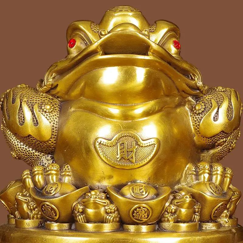 Fengshui Zhaocai Reines Kupfer Goldene Kröte Ornament Zieht Reichtum und Schätze an Schale voller Schätze Heimdekoration Eröffnungsgeschenke