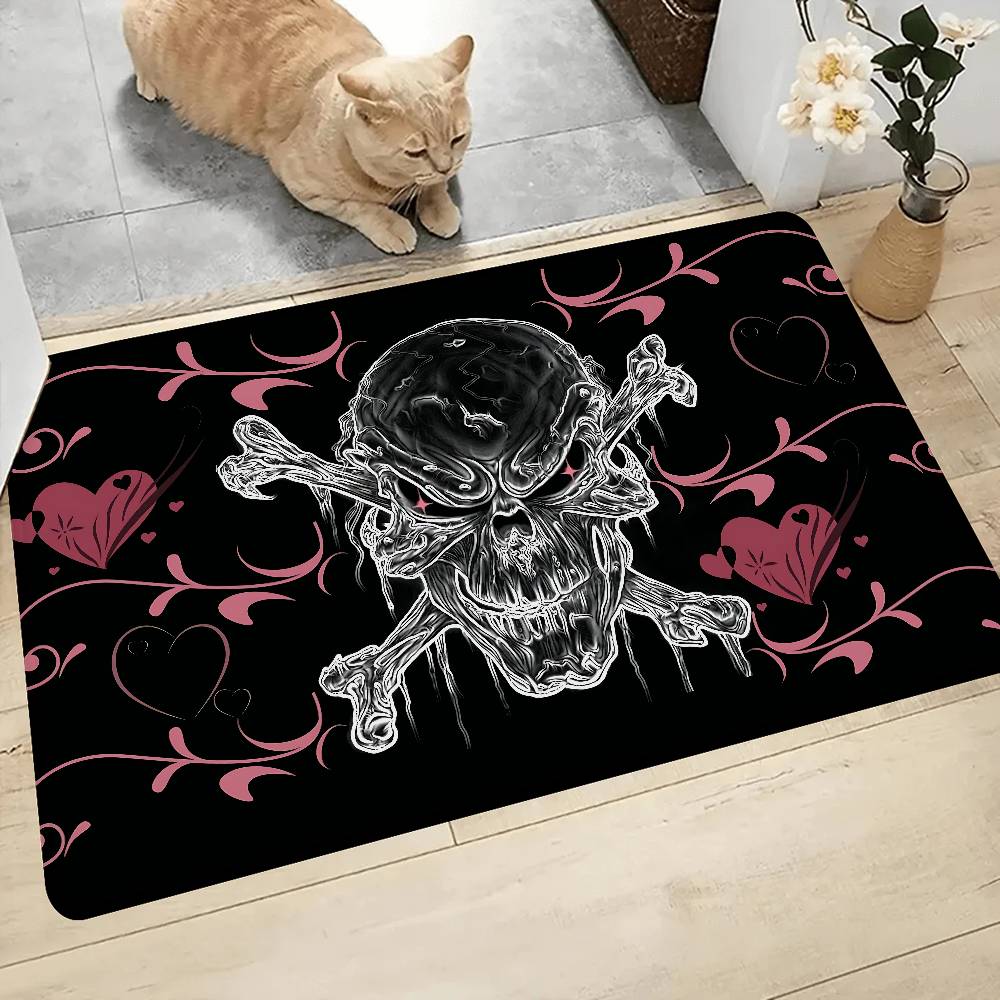 Horror Skull Gothic Bathroom Mat Retro Multiple Choice Living Room Kitchen Rug Non-Slip Bedside Mats