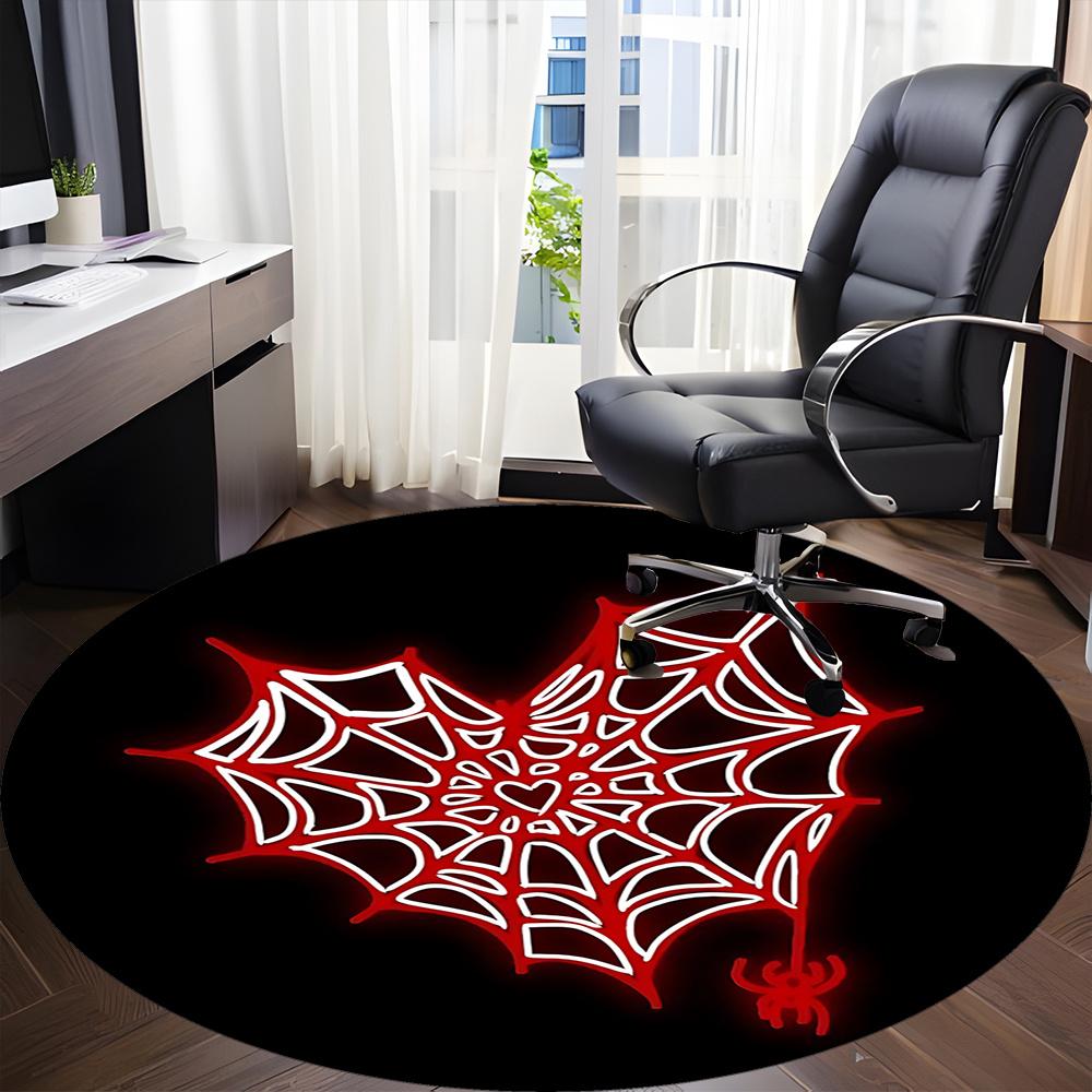 1pc Spider Web Office Round Area Rug, Indoor Mat Suitable ForOffice, Under Office Chairs Bedroom Living Room Home Decor, Room Deco q059