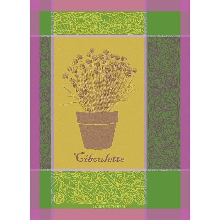 Garnier Thiebaut Jardin Spirituel Vert (Green Spiritual Garden) French Kitchen Towel 22"x30", Cotton, Jacquard