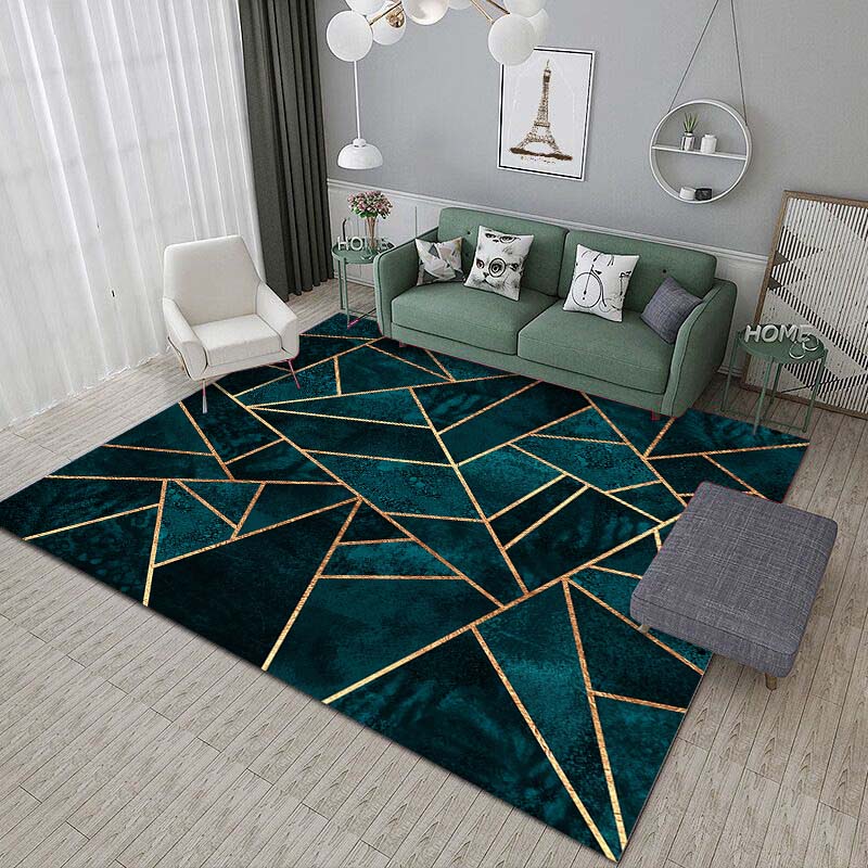 15 Size Green Geometric Shapes Pattern Rug Gaming Game Room Living Room Bathroom Mat Creative Door Mat Bedroom Home Decor Rug