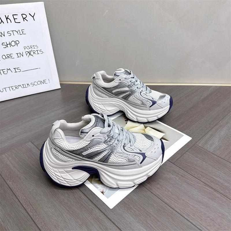 Platform-soled Paris Daddy shoes for women's 2025 spring new versatile small man height-increasing mesh breathable casual sports shoes