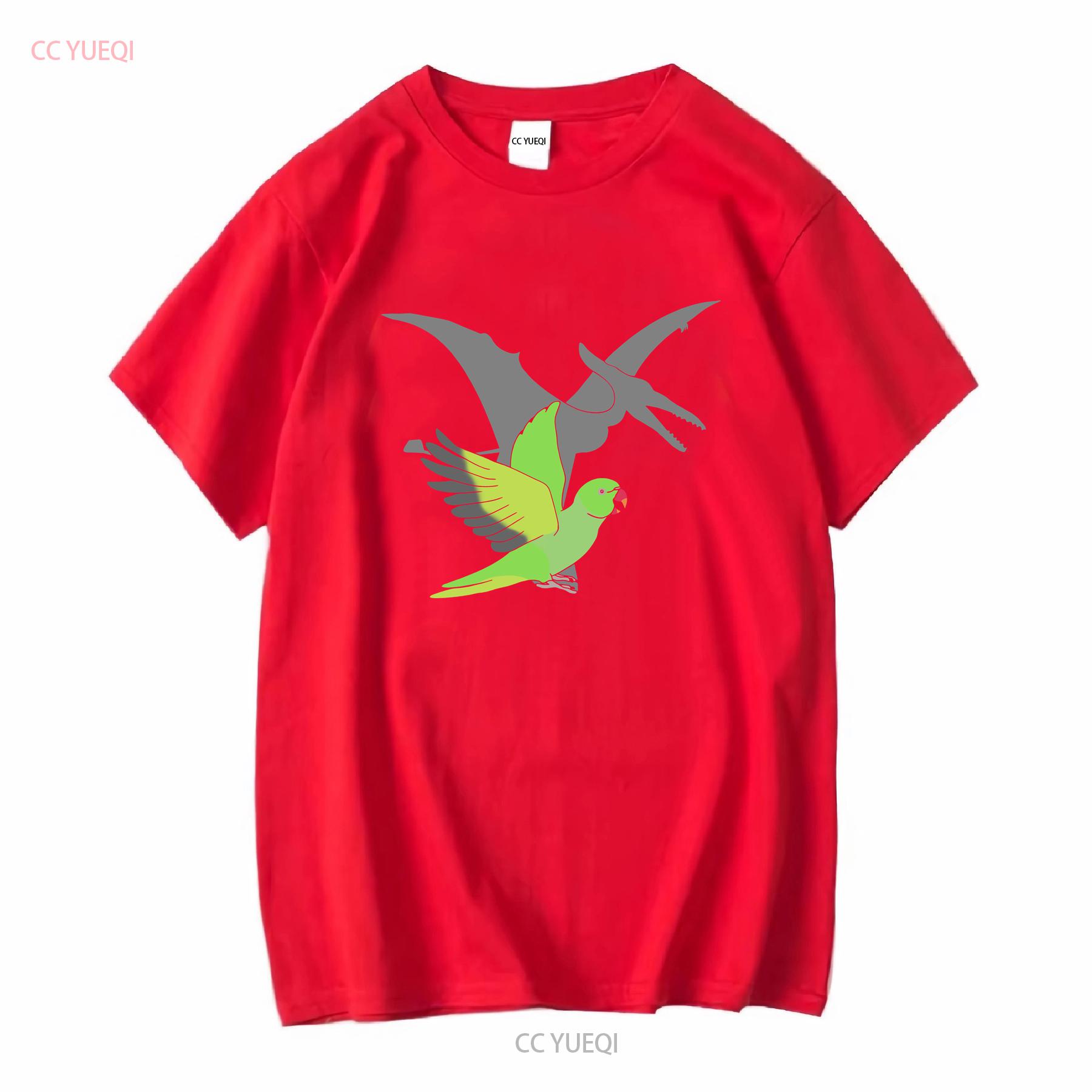 Pterodactyl Green Indian Ringneck T Shirt Dinosaur shadow alexandrine parrot apparel birb memes clothes funny tee vintage S