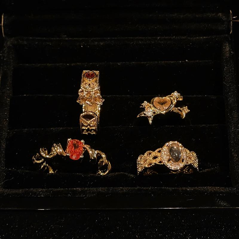 Medieval Gold Retro Fashion Personality Niche Design Open Ring Jewelry High Sense Ring Women