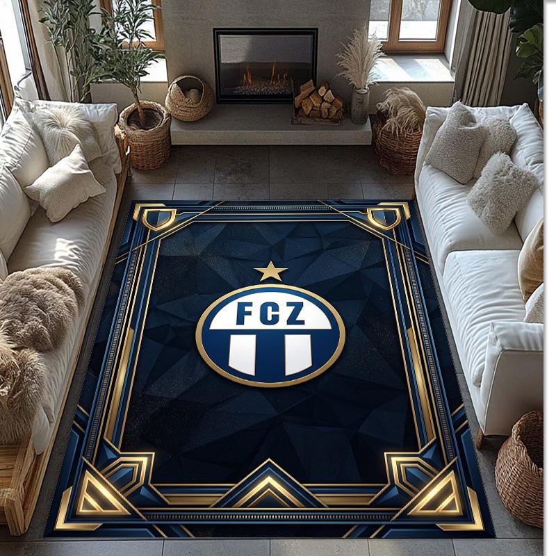 Tappeto Morbido Area Rug con Motivo Calcio FC Zürich Antiscivolo Tappeto per Pavimento Interno Tappetino Decorazione Sportiva per Camera da Letto
