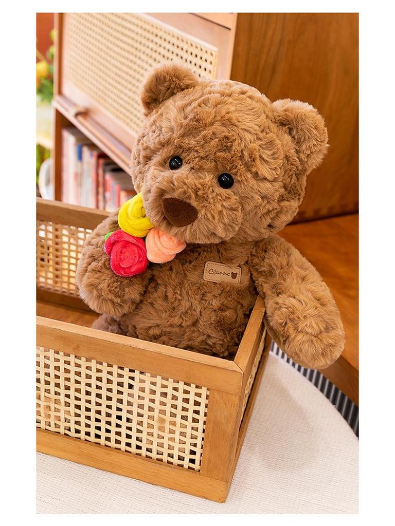 Rose Bouquet Bear Plush Doll - Cute Gift for Couples & Girls