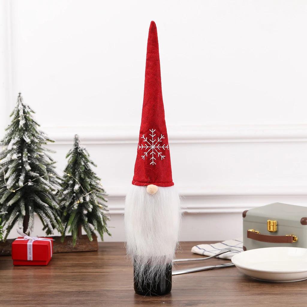 Kreatives Weihnachts-Weinflaschen-Set, goldenes Samtkleid, Weinflaschenhüllen, Ärmel, Weihnachtsmann, Schneemann, Weihnachten, Neujahr, Tischdekoration