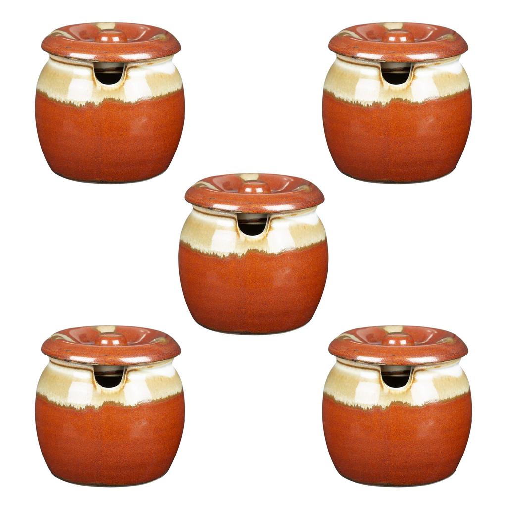 Set of 5 White and Red Mini Urns x Japanese Commercial [7.2 7cm, 110cc, 207g] [Tabletop Utensils] [Japanese Restaurant, Inn, Tableware, Use]