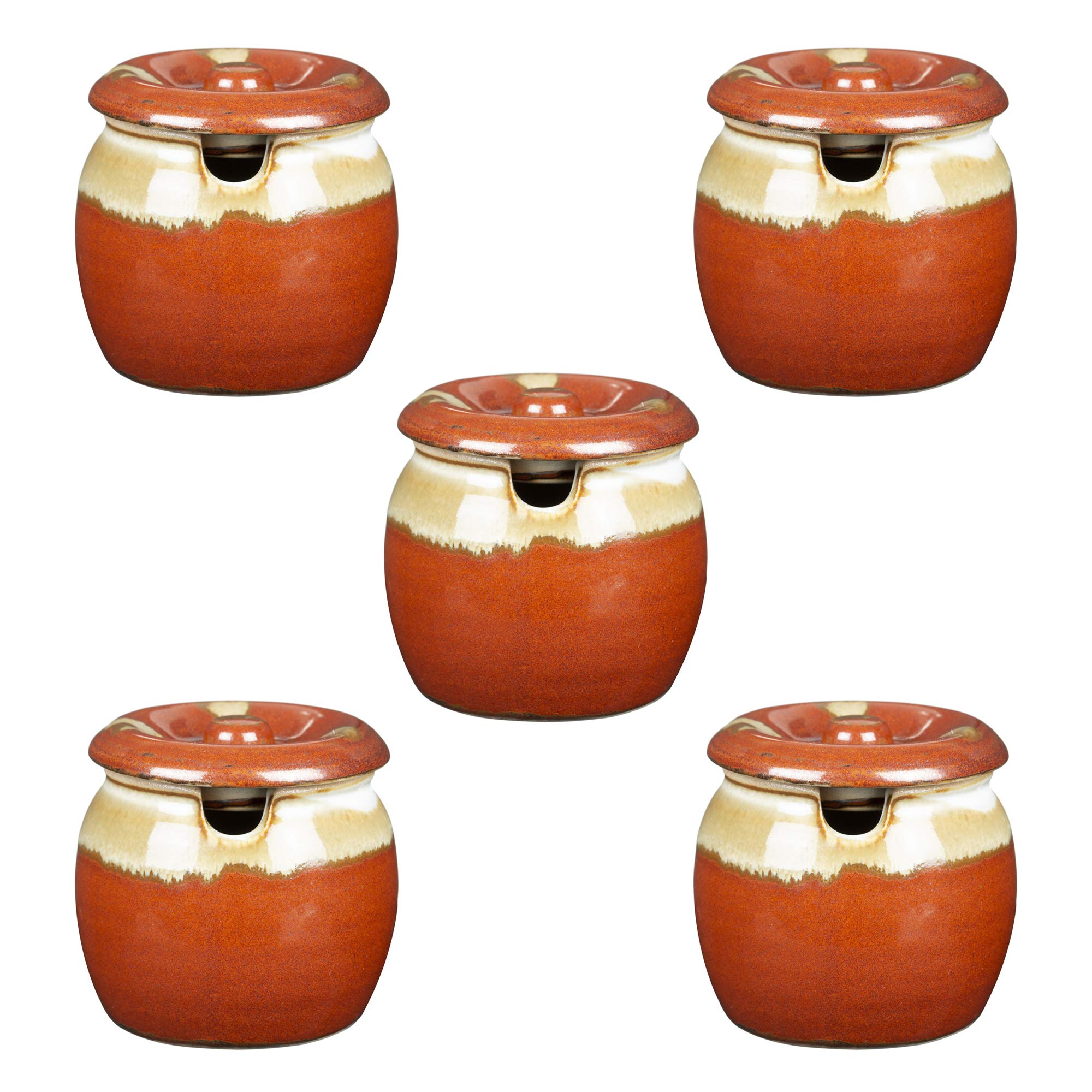 

Set of 5 White and Red Mini Urns x Japanese Commercial [7.2 7cm, 110cc, 207g] [Tabletop Utensils] [Japanese Restaurant, Inn, Tableware, Use]