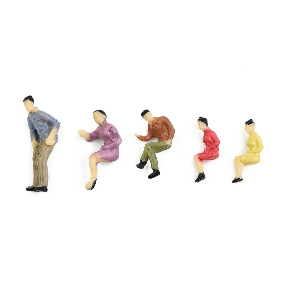 60pcs All Seated 1:87 Scale Railway Train Mixed Painted People Figures Mode Figures Passenger HO Scale Sitting Sand Table Spares