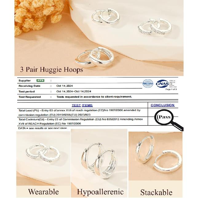 30 Paar klobige goldene Creolen für Damen, Multipack Schmuck für Geschenk | Mehrere Stile, zum Stapeln, leicht, 14K Gold-beschichtet, Hypoallergen,