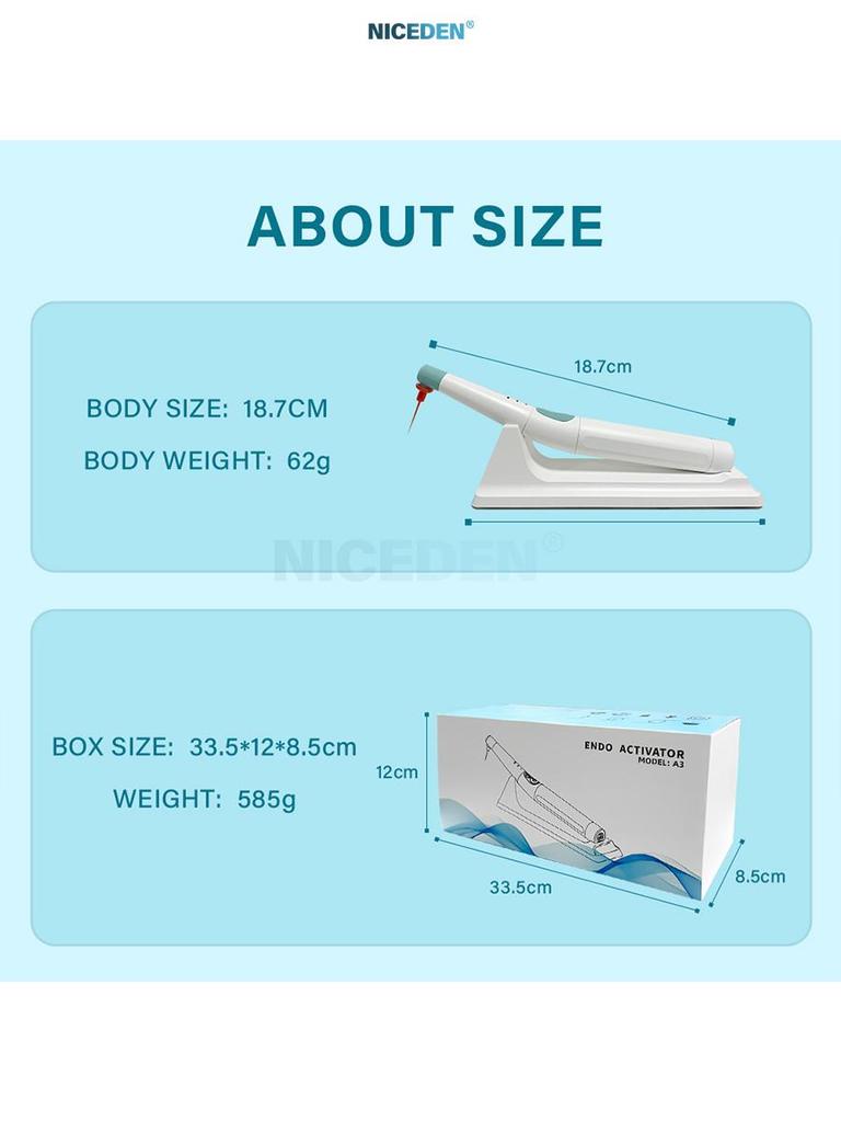NICEDEN Wireless Endo Activator  Root Canal Irrigation Device with 120 Replaceable Tips for Endodontic Cleaning and Activation
