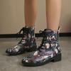 Große, lässige Schneestiefel mit dicker Sohle, Herbst-Winter-Schnürstiefel aus PU mit Mittelrohr, bedruckt, mehrere Farben, Schuhe 35-43