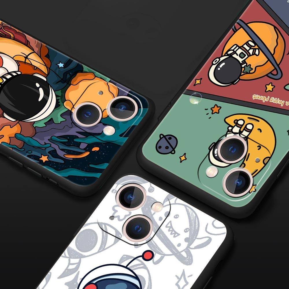 Cartoon Cute Cosmonaut Phone Case Cover for iPhone 17 16 15 14 13 12 Pro Max 11 Pro Max 17 AIR Plus Shockproof Soft TPU Shell