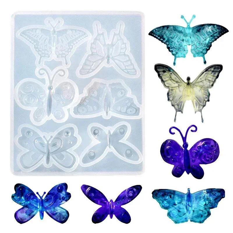 Creative Handmade Molds 6 Styles Butterfly Pendant Crystal Epoxy Resin Mold Accessories Silicone Mould DIY Jewelry Casting Tool