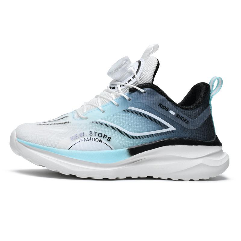 Boys' No-Tie Breathable Mesh Running Shoes, Non-Slip Spin Buckle, Fashionable Spring/Autumn Sports Shoes for Medium and Large Kids