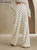 Wide Leg Pants for Women - Dot Casual High Waist Trousers