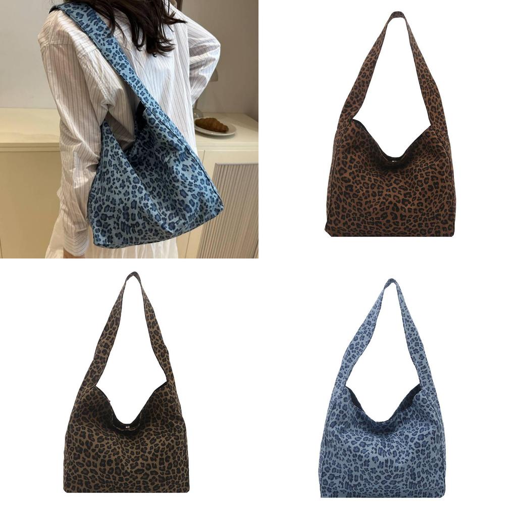 Leopard Print Canvas Bag For Women With Large Capacity And Magnetic Closure For Daily Use