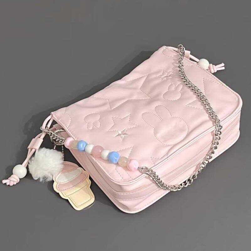 Niche Design Cute Rabbit Beaded Chain Small Bag One-shoulder Crossbody Bag Girl Underarm Bag