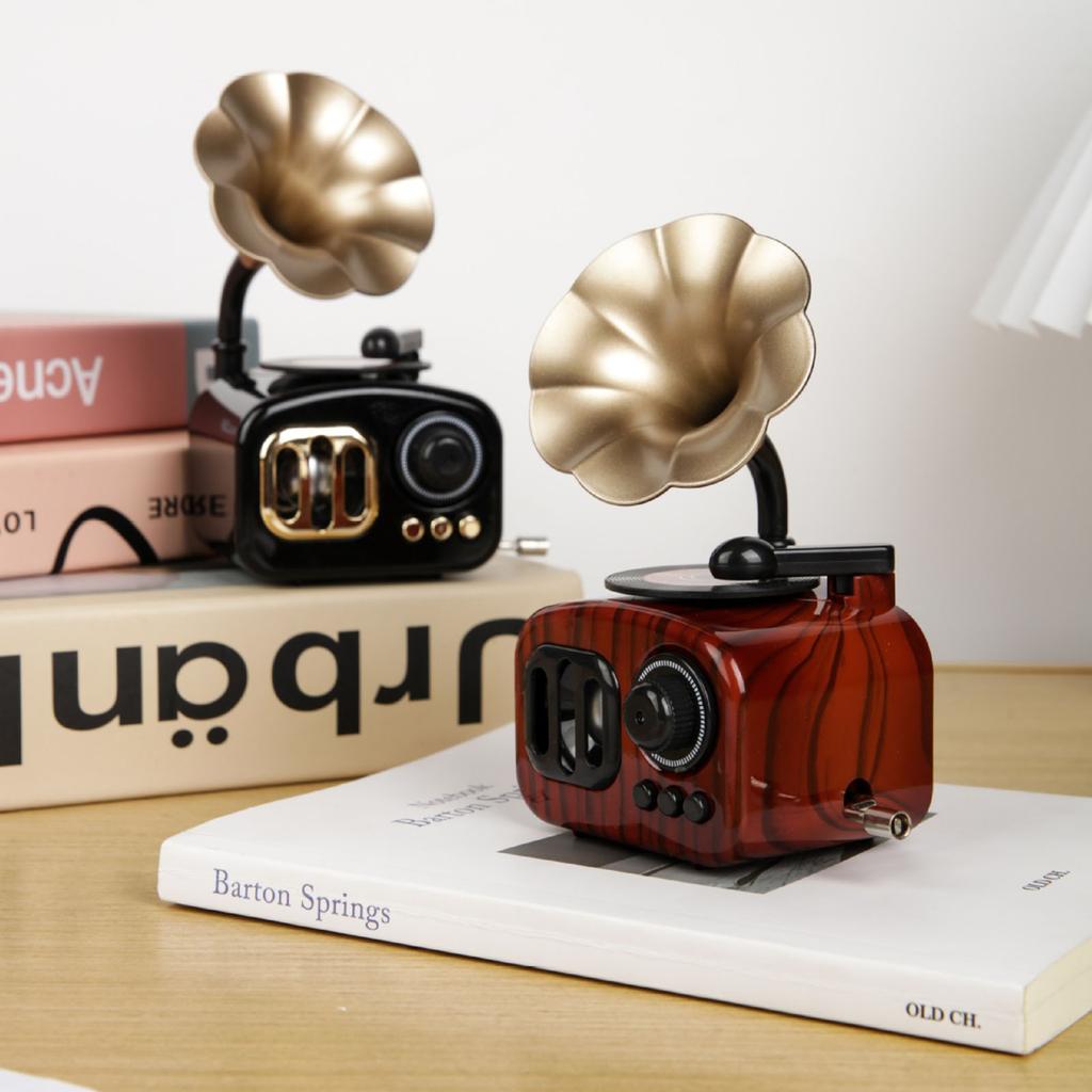 Multifunctional Nostalgic Music Box Gramophone Replicas Hand Crank Mechanism Phonograph Musical Ornament Birthday Gift