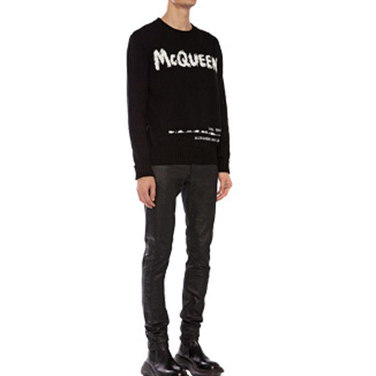 Alexander Mcqueen Graffiti Logo Intarsia Knitted Jumper 626454Q1WZL1006