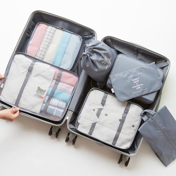 Set da Viaggio da 7 Pezzi: Organizzare Abbigliamento, Articoli da Toeletta e Biancheria Intima per Viaggi di Lavoro