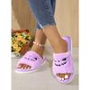 Women's Slippers Women's Halloween Jack-O-Lantern Slippers Soft Plush Comfortable Open Toe Wear Plush Slippers