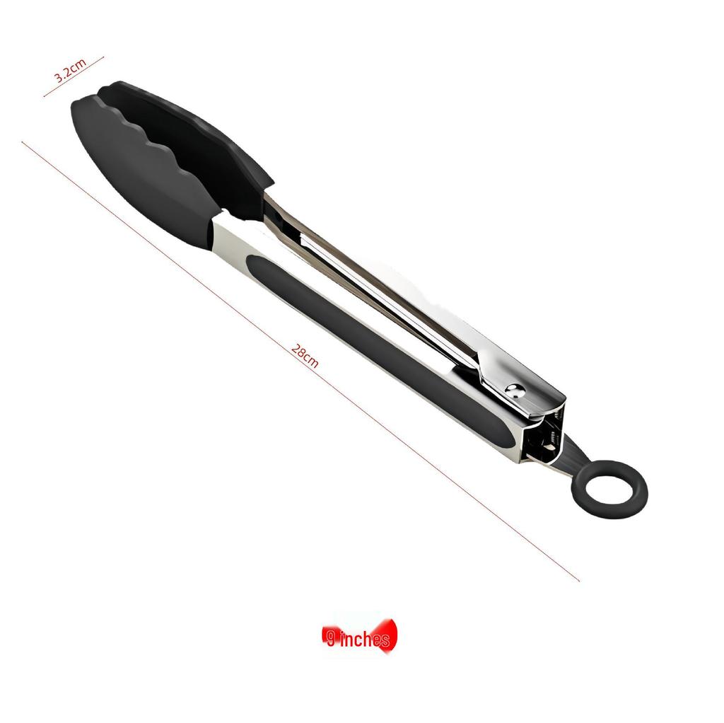 High-Temperature Resistant Stainless Steel Silicone Kitchen Tongs for Stir-Frying and Grilling
