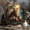 Art Mural Famille d'Ours en Fer Impression Nature Sauvage Rustique Décoration Artistique Métallique Intérieur Extérieur Maison Bar Café Bureau