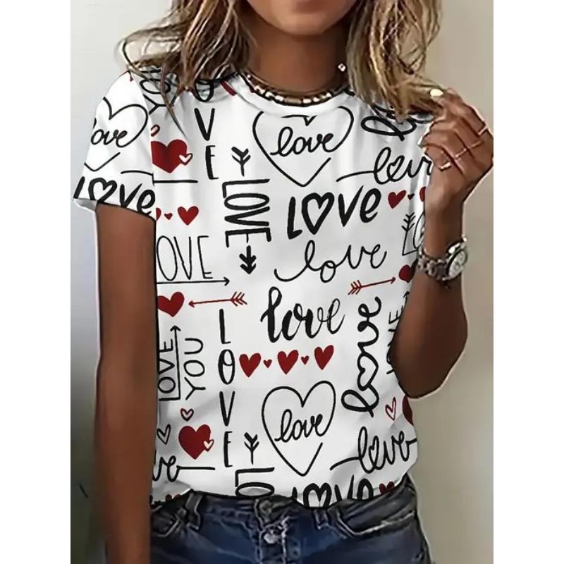 Casual Temperament Top Printed Women's Clothing Crew Neck Short Sleeve Comfortable T-Shirts Women’s