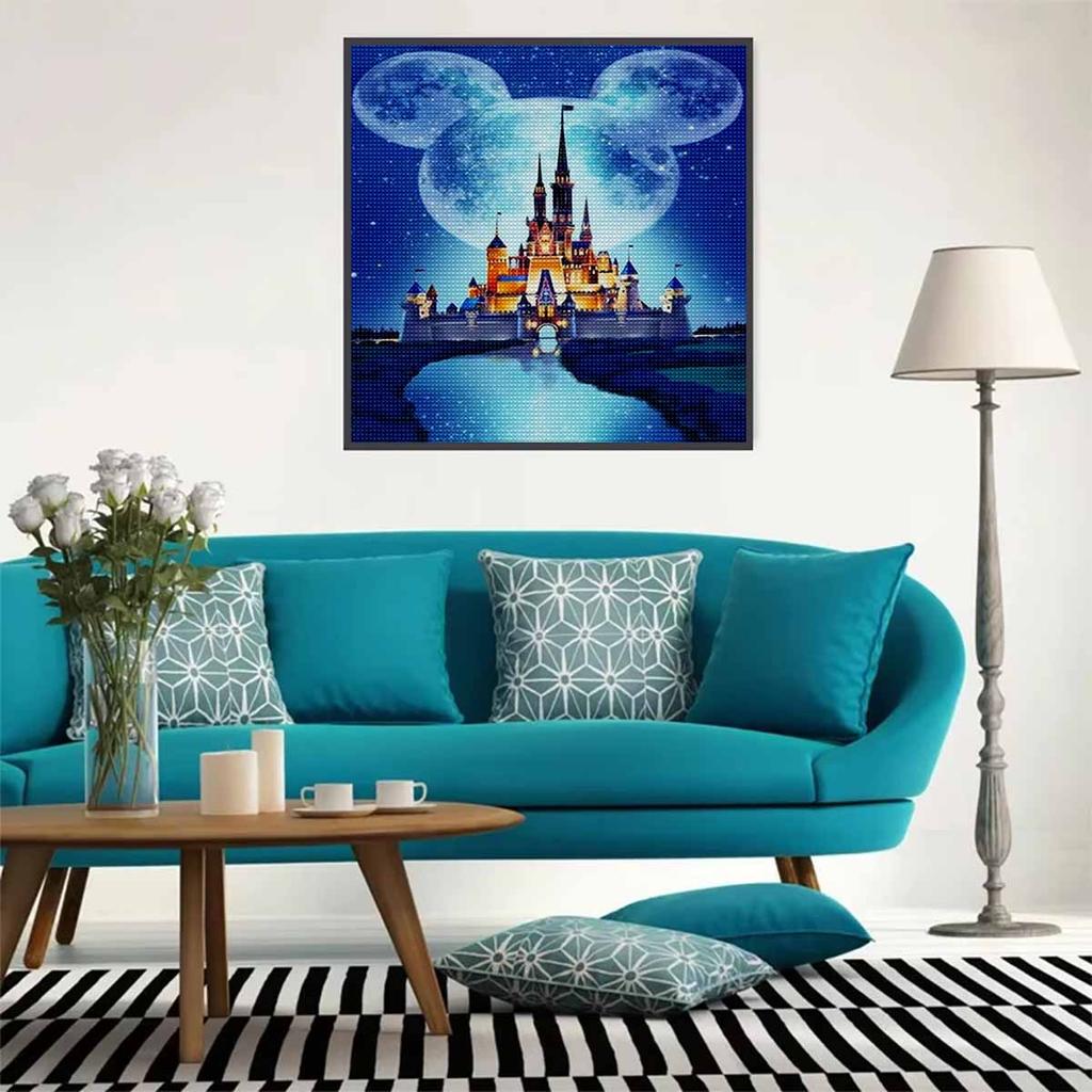 DIY Diamond Painting Round Diamond Mickey and The Castle Full Diamond Mosaic Home Decoration Painting Cross Stitch Kit